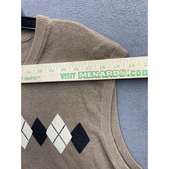 Dockers Sweater Vest Mens XL Beige Black Argyle V Neck 100% Cotton Sleeveless - Picture 5 of 13